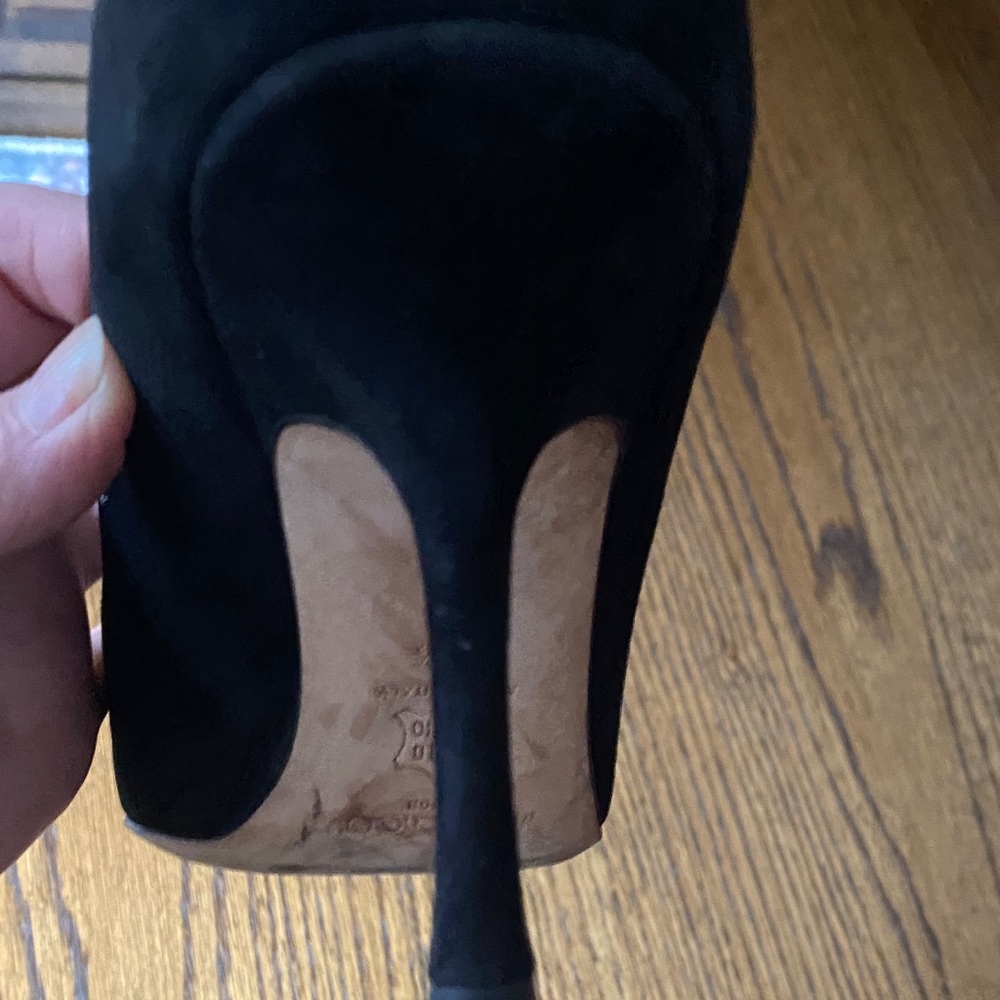 Jimmy Choo Black Suide Heels with Buckle Detail - Picture 5 of 13
